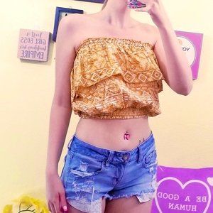 ROXY Flounce Ruffle Crop Tube Top